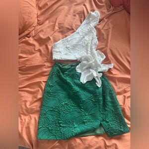 PatBo Flower Appliqué & Cut-Out Mini Dress